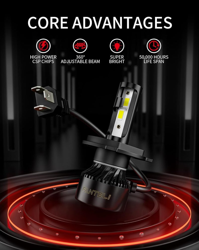 FANTELI 2x 𝖧𝟦/𝟫𝟢𝟢𝟥 Bulbs, 40000LM 900% Brighter 1:1 Size, No Adapter Required, 6500K Cool White IP68 Waterproof Off-Road Lights, Pack of 2 - Image 2